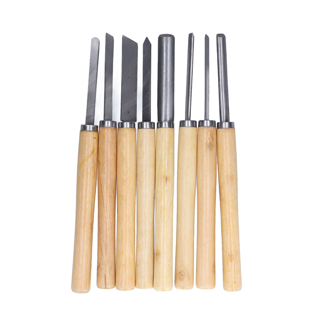 Skew Chisel Wood - ชุดสิ่วเหล็ก HSS 8 ชิ้น สำหรับงานไม้ แกะสลัก