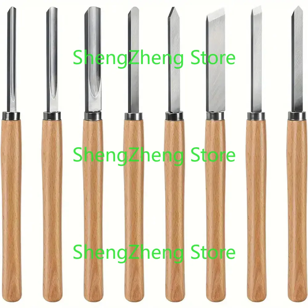 Skew Chisel Wood - 8 ชิ้น Professional ไม้เปลี่ยน Chisels ชุดเหล็กความเร็วสูงใบมีดเครื่องกลึง