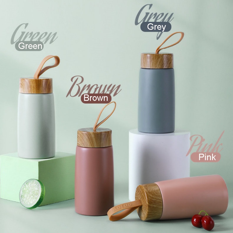 Woodworking Vacuum Press - สไตล์ใหม่ MINI THERMOS ถ้วยไม้สร้างสรรค์ GRAIN สูญญากาศแบบพกพาถ้วยน้ําสแตนเลสนักเรียนมูลค่ากระเป๋าถ้วย