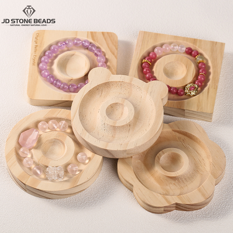Woodworking Art - 1 PC DIY ไม้ธรรมชาติประดับด้วยลูกปัดออกแบบเหมาะสําหรับเครื่องประดับทําสร้อยข้อมือสร้อยคอหัตถกรรมถาดปฏิบัติจอแสดงผล