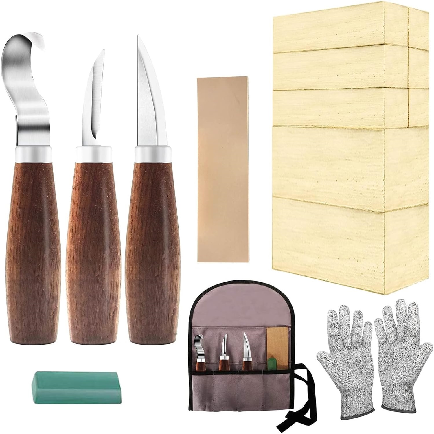 Woodworking Kits For Beginners - ไม้แกะสลักเริ่มต้นชุด Basswood Blocks ชุดสําหรับผู้ใหญ่และเด็กเริ่มต้นรวม 3 ชิ้น
