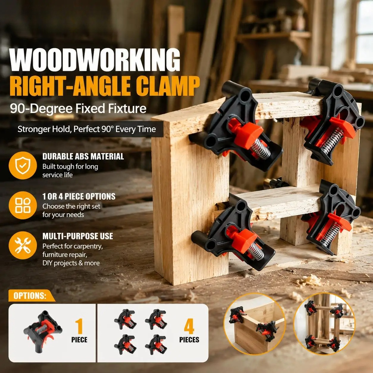 Woodworking Hardware - ตัวหนีบมุมฉาก 90 องศา พรีเมียม สำหรับงานไม้ ช่างไม้