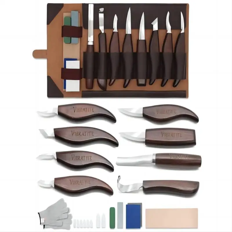 Woodworking Kits For Beginners - ไม้แกะสลักชุด 15PCS ไม้แกะสลักเครื่องมือมือแกะสลักชุดมีดแฟ้มช้อนแกะสลักชุดสําหรับผู้เริ่มต้น Whittling งานไม้ DIY