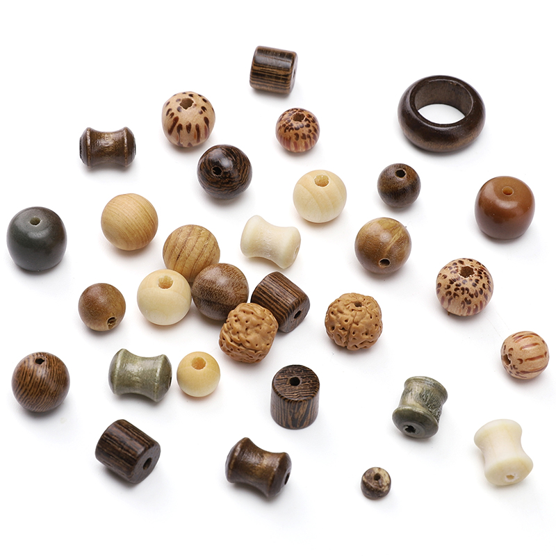 1-130pcs Vintage ลูกปัดไม้ธรรม - Woodworking Art บทวิจารณ์และราคา