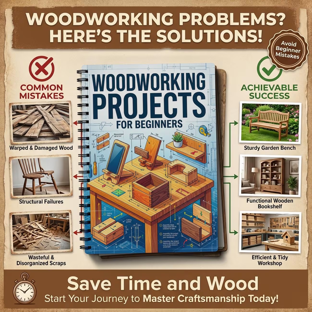 แผนงานงานไม้สำหรับผู้เริ่มต้น  - Woodworking Ideas For Beginners บทวิจารณ์และราคา