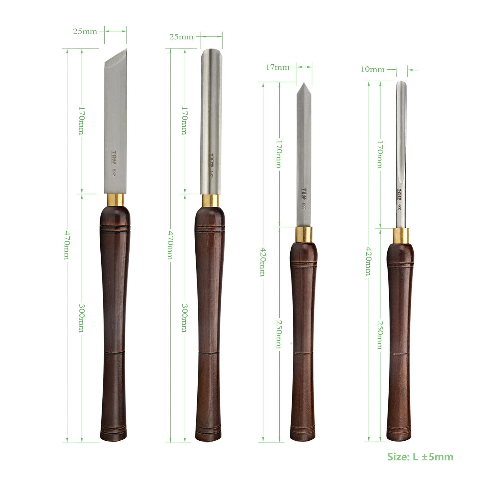 ชุดสิ่วกลึงไม้ HSS 4 ชิ้น TASP - Skew Chisel Wood บทวิจารณ์และราคา