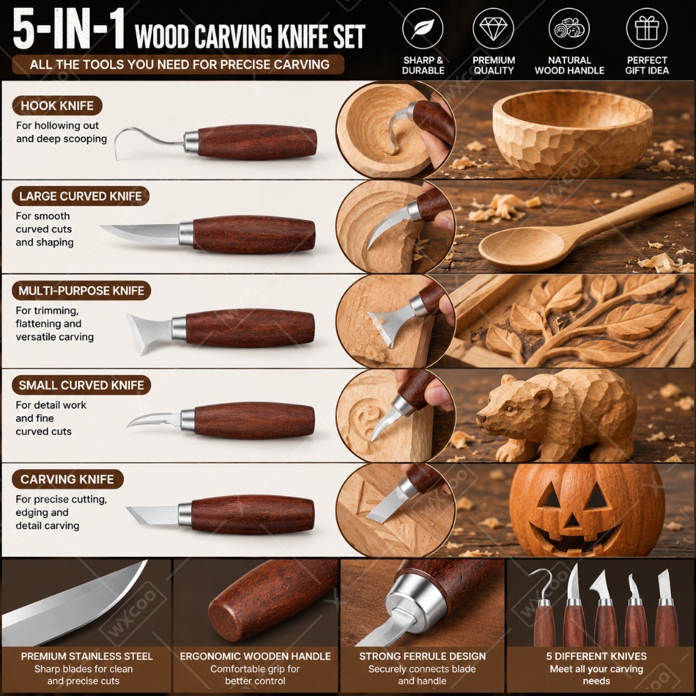 ชุดสิ่วแกะสลักไม้ WXCOO ใบมีดเ - Woodworking Kits For Beginners บทวิจารณ์และราคา