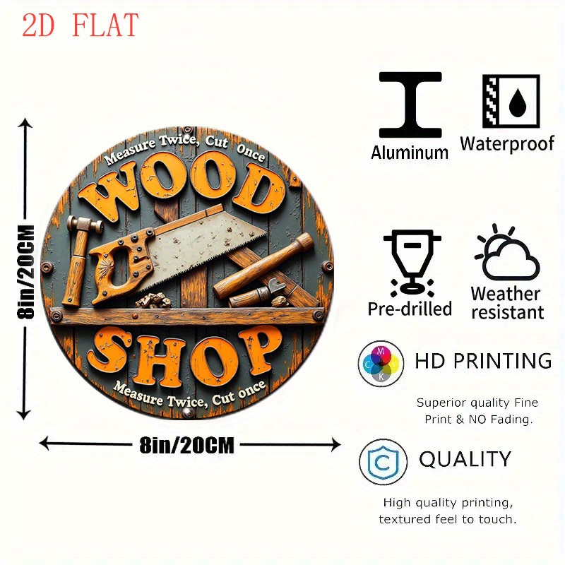 ป้ายโลหะทรงกลมขนาด 8 นิ้ว สไตล - Woodworking Art บทวิจารณ์และราคา